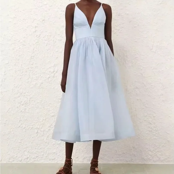 Zimmermann | Dresses | Elegant Light Blue Linen Dress Zimmerman Size 2 |  Poshmark